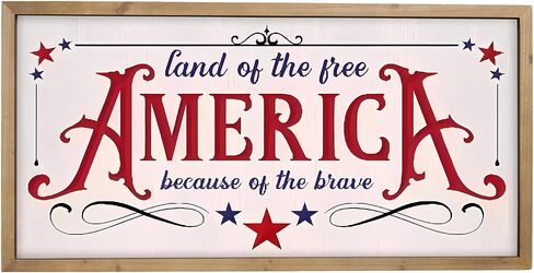 pechpell 23.6"x11.8" 4th of July Patriotic Wall Decor, Wooden Land of The Free Because of The Brave Sign, America 250 Anniversary Independence Day Memorial Day Indoor Living Room Office Home Decorations in Saudi Arabia