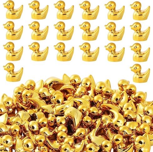 GliSun 120 Pcs Mini Golden Ducks Statue - Resin Figurines for Miniature Garden Decor Small Duck Cake Toppers Potted Plants Ornaments DIY Craft Party Favors Wedding Gift Set in Saudi Arabia
