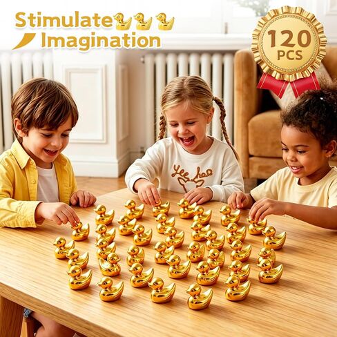GliSun 120 Pcs Mini Golden Ducks Statue - Resin Figurines for Miniature Garden Decor Small Duck Cake Toppers Potted Plants Ornaments DIY Craft Party Favors Wedding Gift Set in Saudi Arabia