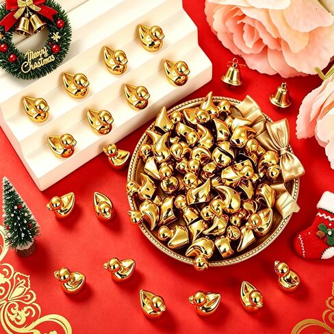 GliSun 120 Pcs Mini Golden Ducks Statue - Resin Figurines for Miniature Garden Decor Small Duck Cake Toppers Potted Plants Ornaments DIY Craft Party Favors Wedding Gift Set in Saudi Arabia