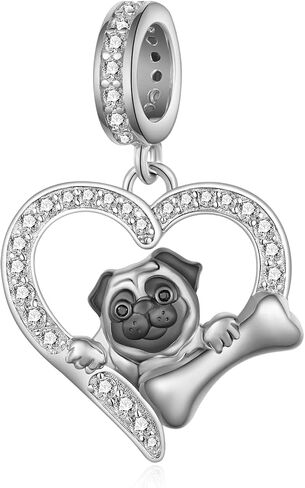 Pug Gifts for Pug Lovers 925 Sterling Silver Pug Charms Cute Dog Jewelry Gifts for Women Dog Lovers in Kuwait
