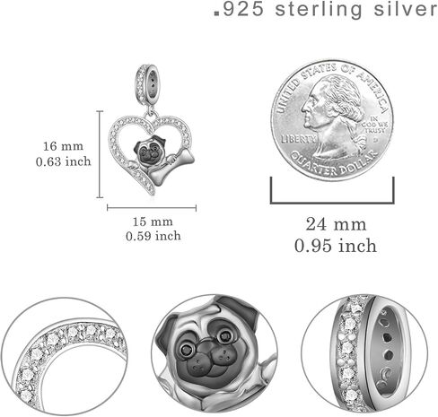 Pug Gifts for Pug Lovers 925 Sterling Silver Pug Charms Cute Dog Jewelry Gifts for Women Dog Lovers in Kuwait