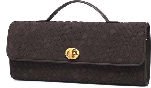 Suede Mixed-Weave Bag for Women - Soft Shoulder Handbag & Crossbody Clutch Purse for Work, Wedding & Party in Kuwait