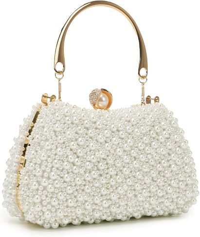 Pearl Clutch Purse for Women, Elegant Pearl Evening Bag, Beaded Clutch Bag for Wedding Bridal Prom Party in Kuwait