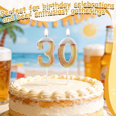 Printed Beer Themed 21st Birthday Candles for Cake, Funny Number 21 Candle for Birthday Decorations, Beer Design Cake Decorations for Women Men Beer Lover Birthday Party Anniversary in Saudi Arabia