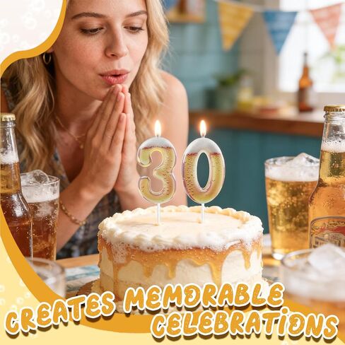 Printed Beer Themed 21st Birthday Candles for Cake, Funny Number 21 Candle for Birthday Decorations, Beer Design Cake Decorations for Women Men Beer Lover Birthday Party Anniversary in Saudi Arabia