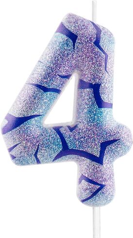 Yiran Kpop Theme Birthday Candles for Cake, Purple Tattoo Design Number 4 Candle, Kpop Theme Cake Toppers for 4th Birthday Party Decorations in Saudi Arabia