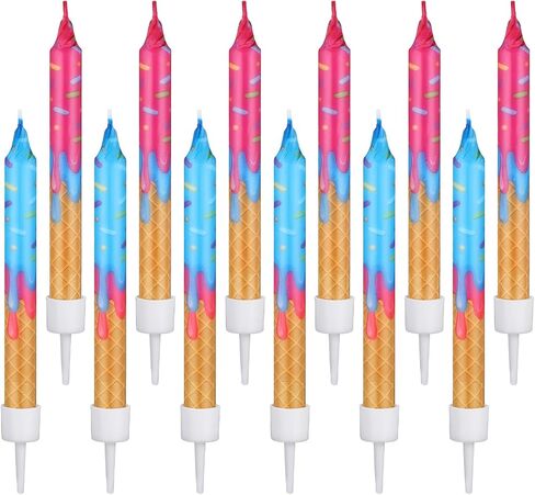 Conelist 12 Pcs Ice Cream Drip Baseball Birthday Candles Baseball Drip Cake Topper Candle for Sport Teams Anniversary Celebration Party Decoration Supplies in Kuwait
