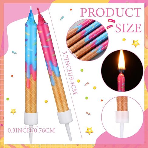 Conelist 12 Pcs Ice Cream Drip Baseball Birthday Candles Baseball Drip Cake Topper Candle for Sport Teams Anniversary Celebration Party Decoration Supplies in Kuwait