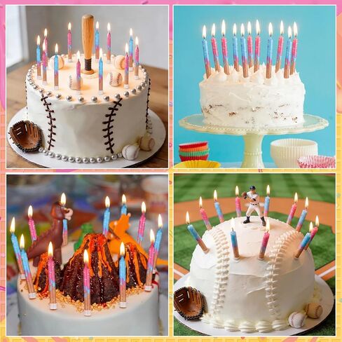 Conelist 12 Pcs Ice Cream Drip Baseball Birthday Candles Baseball Drip Cake Topper Candle for Sport Teams Anniversary Celebration Party Decoration Supplies in Kuwait