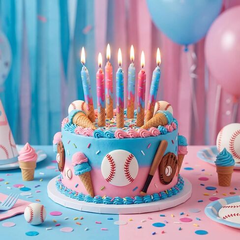 Conelist 12 Pcs Ice Cream Drip Baseball Birthday Candles Baseball Drip Cake Topper Candle for Sport Teams Anniversary Celebration Party Decoration Supplies in Kuwait