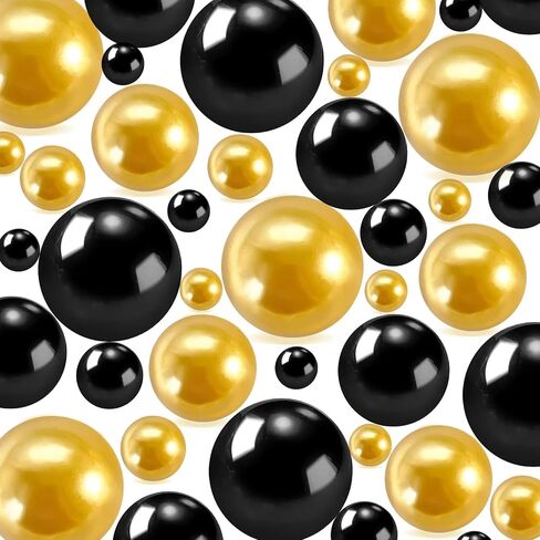 346 Pieces No Holes Beads for Vase Filler Centerpieces, Crafting, Assorted Sizes Fake Beads Vase Fillers for Wedding Holiday Party Home Brushes Holder Decor, 8/10/14/20mm (Black White) in Saudi Arabia