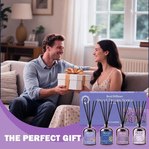 STRN Reed Diffuser Sets, Lavender Scented Oil Diffuser, Summer Fragrance Reed Diffuser with 24 Sticks, 200ml(6.8 Fl.oz), 4 Scents Long-Lasting Air Freshener for Bedroom Bathroom Home Décor in Saudi Arabia