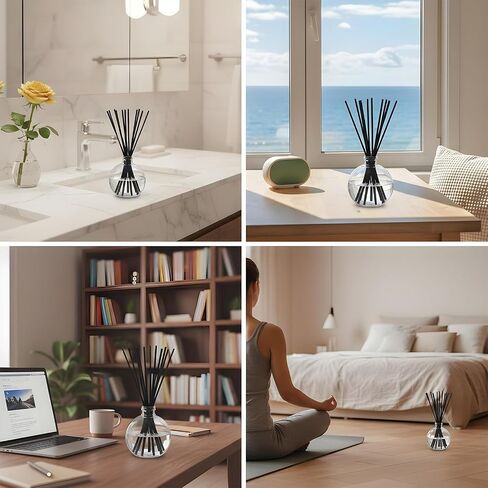 200 PCS Reed Diffuser Sticks, 7 Inch Black Fibre Reeds for Diffusers, Diffuser Replacement Sticks, Fragrance Stick Refill Essential Oil Stick for Home, Bathroom and Office in Saudi Arabia