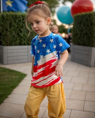 July 4th Boys Girls Patriotic Shirt Kids Memorial Day American Flag Tees Tops 4-10 Years in Saudi Arabia