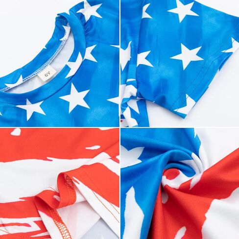 July 4th Boys Girls Patriotic Shirt Kids Memorial Day American Flag Tees Tops 4-10 Years in Saudi Arabia