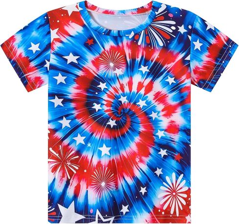 July 4th Boys Girls Patriotic Shirt Kids Memorial Day American Flag Tees Tops 4-10 Years in Saudi Arabia
