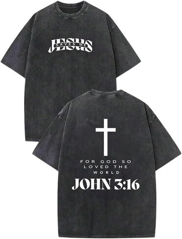 BeWithYou Kids Christian Shirts for Boys Religious Jesus Faith Tshirts Vintage Bible Verse Cross Graphic Tees Acid Wash Tops in Saudi Arabia