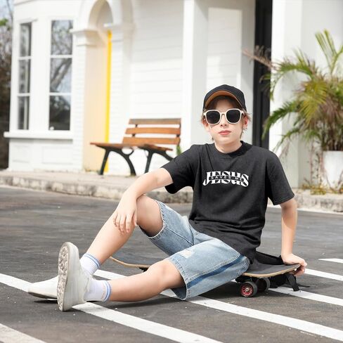 BeWithYou Kids Christian Shirts for Boys Religious Jesus Faith Tshirts Vintage Bible Verse Cross Graphic Tees Acid Wash Tops in Saudi Arabia