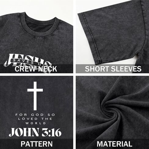BeWithYou Kids Christian Shirts for Boys Religious Jesus Faith Tshirts Vintage Bible Verse Cross Graphic Tees Acid Wash Tops in Saudi Arabia
