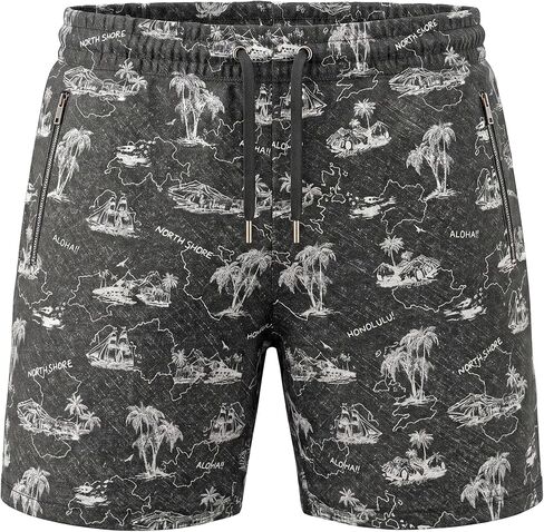 Maks Men's Hawaiian Beach Floral Board Shorts Drawstring & Zipper Pockets in Saudi Arabia