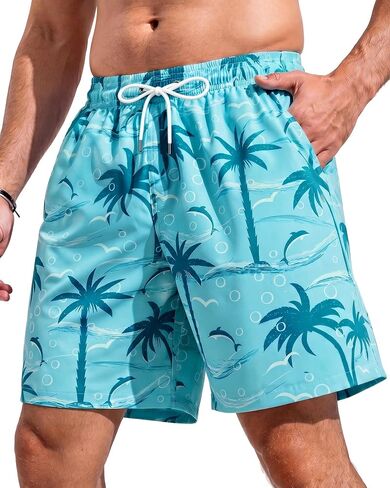 7 Inch Men's Swim Trunks with Mesh Liner No Compression Liner Quick Dry Drawstring Zipper Pockets for Beach Pool Surfing in Saudi Arabia