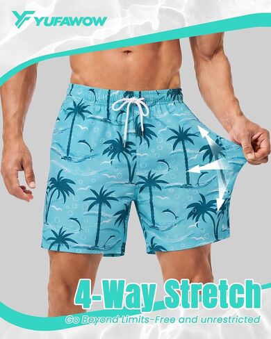 7 Inch Men's Swim Trunks with Mesh Liner No Compression Liner Quick Dry Drawstring Zipper Pockets for Beach Pool Surfing in Saudi Arabia