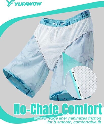 7 Inch Men's Swim Trunks with Mesh Liner No Compression Liner Quick Dry Drawstring Zipper Pockets for Beach Pool Surfing in Saudi Arabia