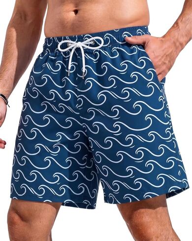 7 Inch Men's Swim Trunks with Mesh Liner No Compression Liner Quick Dry Drawstring Zipper Pockets for Beach Pool Surfing in Saudi Arabia