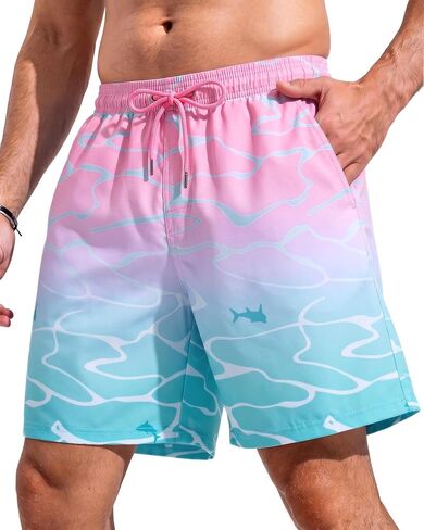 7 Inch Men's Swim Trunks with Mesh Liner No Compression Liner Quick Dry Drawstring Zipper Pockets for Beach Pool Surfing in Saudi Arabia