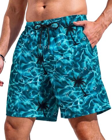 7 Inch Men's Swim Trunks with Mesh Liner No Compression Liner Quick Dry Drawstring Zipper Pockets for Beach Pool Surfing in Saudi Arabia