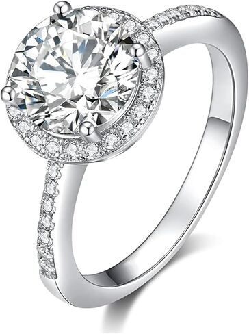 1.0 Carat Moissanite Engagement Rings,D Color VVS1 Clarity Round Cut Moissanite Ring S925 Sterling Silver Platinum Plated Wedding Bands, Promise Rings, Eternity Rings in Kuwait