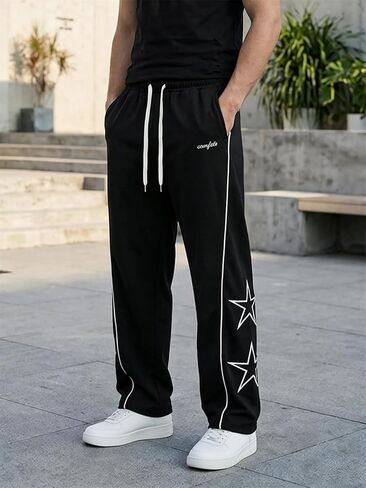 Men's Casual Parachute Pants Drawstring Baggy Fashion Pants Streetwear in Kuwait