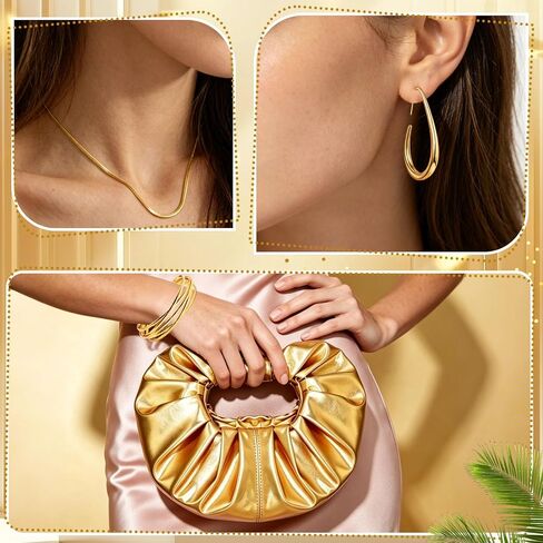 4 Pcs Gold Clutch Purses Jewelry Sets for Women, Gold Evening Bag Handbag Prom Jewelry Set, Formal Prom Purse Necklace Earrings Bracelet for Party Wedding Formal in Saudi Arabia