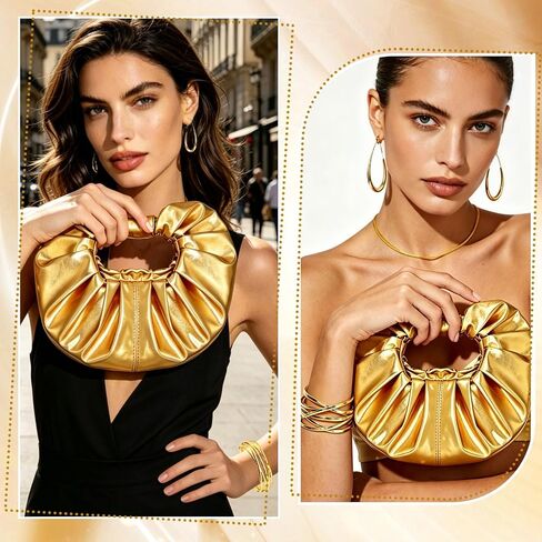 4 Pcs Gold Clutch Purses Jewelry Sets for Women, Gold Evening Bag Handbag Prom Jewelry Set, Formal Prom Purse Necklace Earrings Bracelet for Party Wedding Formal in Saudi Arabia