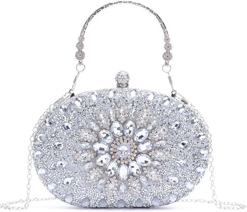 Emprier Women Rhinestone Evening Clutch Bag Crystal Sunflower Wedding Party Purse Bling Diamond Handbag with Handle in Saudi Arabia