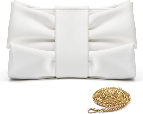 Women Clutch Bag Dressy Formal Handbag Pleated PU Clutch Purse Detachable Chain Crossbody Bag in Saudi Arabia