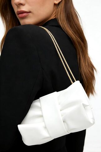 Women Clutch Bag Dressy Formal Handbag Pleated PU Clutch Purse Detachable Chain Crossbody Bag in Saudi Arabia