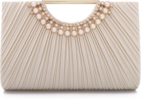 Pleated Satin Clutch Purse for Women, Evening Bag with Chain Formal for Wedding Party in Saudi Arabia