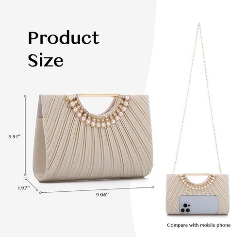 Pleated Satin Clutch Purse for Women, Evening Bag with Chain Formal for Wedding Party in Saudi Arabia