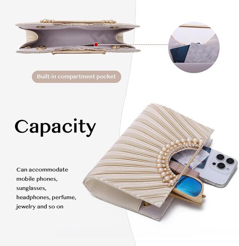 Pleated Satin Clutch Purse for Women, Evening Bag with Chain Formal for Wedding Party in Saudi Arabia