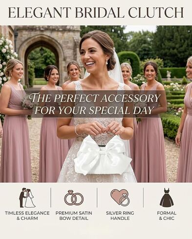 Bow Purse for Women, Bridal Clutch White Evening Bag, Ruched Purses Satin Silk Handbag with Chain Strap in Saudi Arabia