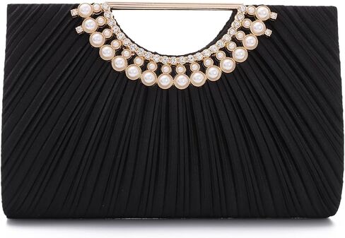 Pleated Satin Clutch Purse for Women, Evening Bag with Chain Formal for Wedding Party in Saudi Arabia