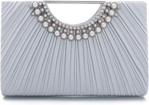 Pleated Satin Clutch Purse for Women, Evening Bag with Chain Formal for Wedding Party in Saudi Arabia