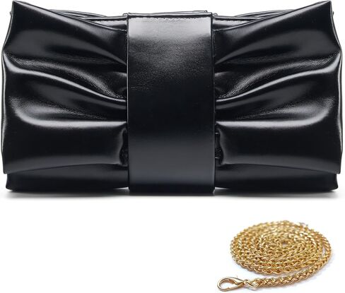 Women Clutch Bag Dressy Formal Handbag Pleated PU Clutch Purse Detachable Chain Crossbody Bag in Saudi Arabia