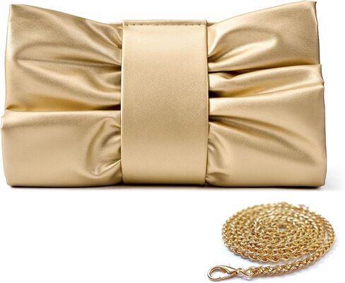 Women Clutch Bag Dressy Formal Handbag Pleated PU Clutch Purse Detachable Chain Crossbody Bag in Saudi Arabia