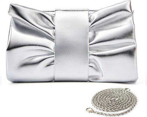 Women Clutch Bag Dressy Formal Handbag Pleated PU Clutch Purse Detachable Chain Crossbody Bag in Saudi Arabia