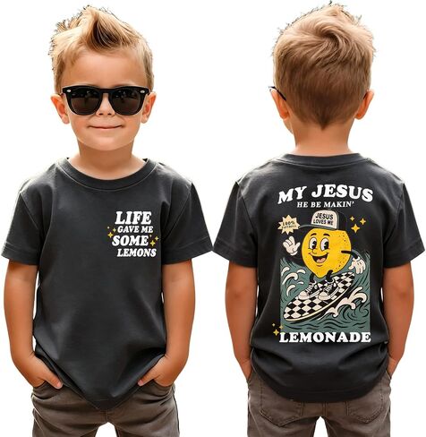 GLIGLITTR Toddler Christian Shirt for Boys Life Gave Me Lemons But My Jesus He Be Makin Lemonade Religious Faith Graphic Tee in Kuwait