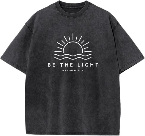 Boys Christian Be The Light Shirts Jesus God Religious Faith Bible Verse Kids Vintage Acid Wash T Shirt Graphic Tees in Saudi Arabia