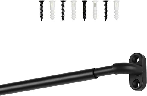 1 Pack French Door Curtain Rod Adjustable 18-30 Inch, 3/8 In. Diameter, Cafe Curtain Rod, Sash Curtain Rods for Door Window (Black) in Kuwait